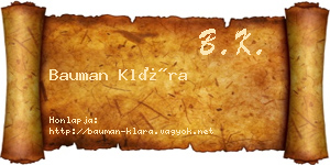 Bauman Klára névjegykártya