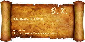 Bauman Klára névjegykártya